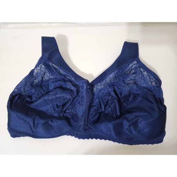 Glamorise Women's Wide Strap Bra No Wire 15564 Blue Size 46H - Picture 1 of 6